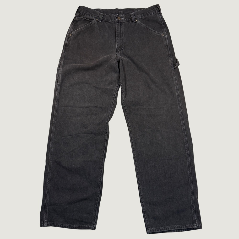 Vintage Y2K Lee Dungarees Carpenter Pants Mens 36x34 Black Loose Fit Workwear
